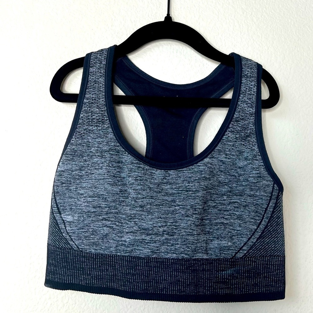 Gray and Black sports bra Large